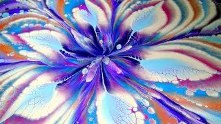 (448) Reverse FLOWER DIP on ROUND canvas ~ Acrylic SPIN FLOWER painting ~ Step by step