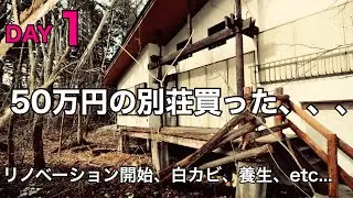 【1日目】50万円で買った別荘、リノベーション開始、白カビとの戦い、養生、塗装