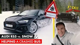DRIFTING 450hp AUDI RS5 in the SNOW | HELPING CRASHED BUS