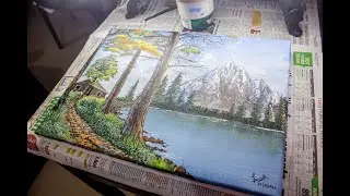 Lakeside Cottage | ACRYLIC LANDSCAPE PAINTING TUTORIAL!!!!