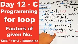 Factors of given number in C || Program example of for loop || Day 12 || Readersnepal