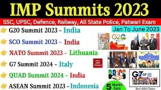 Summits 2023 Current Affairs | Summits and Conferences 2023 | Summits 2023 | Important summits 2023