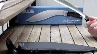 UNBOXING COLD STEEL SAN MAI III GURKHA KUKRI AND SLOW MOTION CUTTING