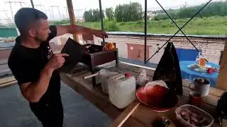 Открытие шашлычного сезона на крыше гаража под навесом!