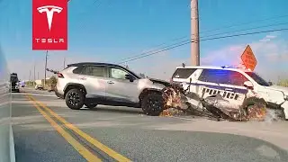 Unaware Driver Takes Out A Police Car