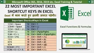 22 Important shortcut keys in excel जो आपको Excel Expert बना देगा #excelclass #excelshortcutkeys