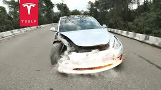 LYING DELIVERY DRIVER TOTALS TESLA IN CRASH