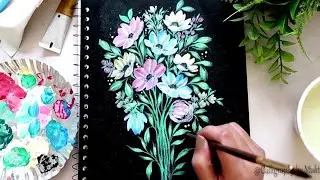 Easy floral Painting on Notebook Cover/#acrylicpainting/ #howtopaint using acrylic colors