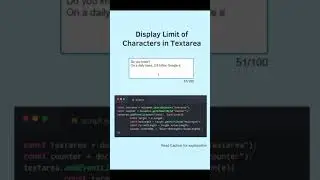 Display Limit of Characters in Textarea|👨🏻‍💻🧑🏻‍💻⚡