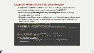 CS 110 Lecture 16 Network System Calls