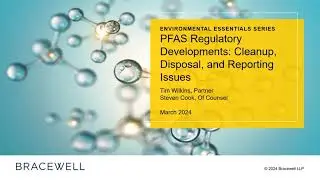 PFAS Regulatory Developments: Cleanup, Disposal, Testing and Reporting Issues