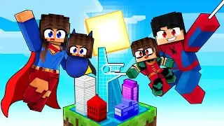 JOGANDO com uma FAMILIA DE HEROIS em APENAS UM BLOCO no Minecraft