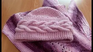 Шапка спицами, поперечным вязанием, МК