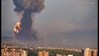 Момент удара и взрывы утром в Хмельницком, на фоне также места предыдущих прилётов.