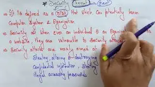 Security threat | Computer Security | Web Technology | Lec - 51 | Bhanu Priya