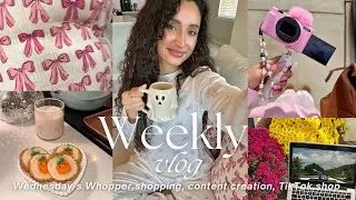 WEEKLY VLOG: Wednesday's Whopper, TikTok shop, viral bow pjs, HomeGoods, TJ Maxx, content creation