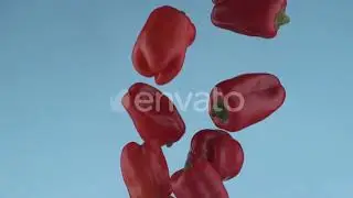Red peppers flying in slow motion, shot with Phantom Flex 4K at 1000 frames per second | Stock F...