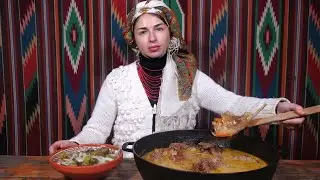 Cooking DINNER in Ukrainian village! Salad with Fermented Cucumbers. Rabbit with sauce / ASMR FOOD