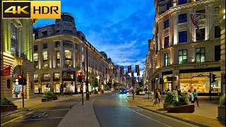 Blue Hour Walk in London 🌆 A Peaceful Walk from Sunset to Night [4K HDR]