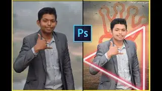 Photo Effect For Easy Editing - Neon |  Triangle For Background | Photoshop cc