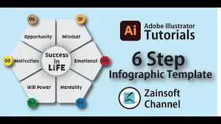 Adobe Illustrator Tutorials - How To Create 6 Step Infographic Template
