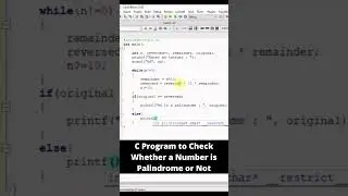 C Program To Check whether a Number is Palindrome or Not 