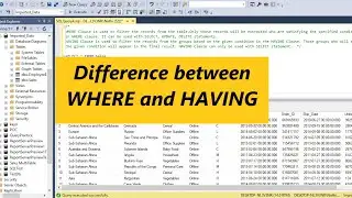 Difference between WHERE and HAVING clause with EXAMPLE