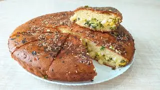 Заливной пирог с зеленым луком и яйцом, рецепт теста на кефире