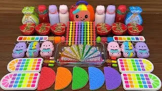 COLORFUL SLIME I Mixing random into GLITTER PIPPING BAGS I Satisfying Slime 