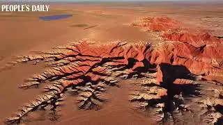 Dahong Mountain in China's Inner Mongolia presents a stunning red mosaic of Danxia landform