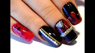 TOP Beautiful nail design 2017 stones rhinestones novelties from the master nail polish