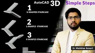 3D Stairs in AutoCAD 3D  | All Types U shape, L Shape, C Shape Stairs