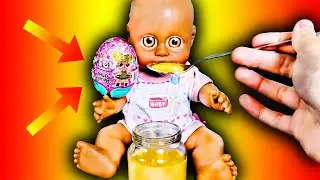 Куклы Пупсики Артёмка и Амелия пупс кушает