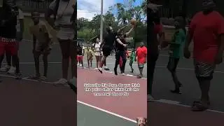 When a police officer makes a layup during a game of basketball in a nearby park, kids cheers on cop