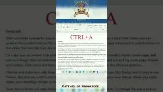 CRTL+A shortcut key || Keyboard Shortcuts || Computer Shortcut key