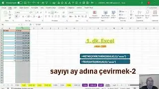 Excel 1 Dakika - sayıyı ay adına çevirmek -2