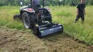 Работа мульчера на тракторе 24 л. с.