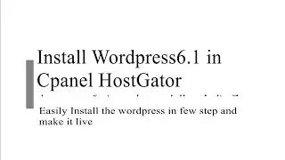 Install WordPress 6.1 in cPanel HostGator | WordPress 2023 | WordPress easy installation