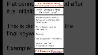 JAVA : What is a Final variable in Java?