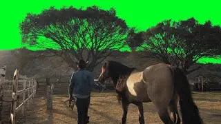 Horse Rancher Green Screen 4K Tracking Shot