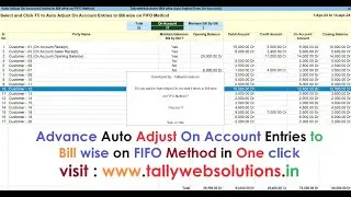 (Buy TDL Source Code) Advance Auto Adjust On Account Entries to Bill wise on FIFO Method in Tally