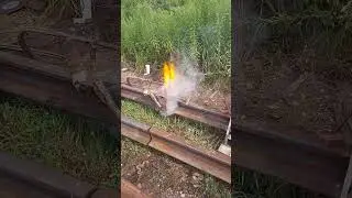 Heating the Rail for a Thermite Weld #shorts