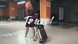 A woman in seamed nylon stockings and high heels in a public underground parking