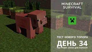 Построил загон и привёл свинок в деревню - Minecraft