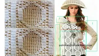 Красивейшее филейное вязание Узор филейной сеткой для кофты