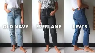 Levi's vs Everlane vs Old Navy jeans review: high rise straight leg jeans for a short rectangle body