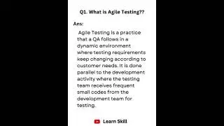 Agile Testing Interview Questions and Answers Part 1     #agile #testing