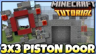 3x3 PISTON DOOR - Minecraft Bedrock Tutorial - MCPE,Xbox,PS4,Windows,Switch
