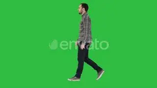 Young Casual Man Walking on A Green Screen, Chroma Key | Stock Footage - Videohive