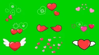 Hearts Green Screen | Animated Hearts Green Screen | Everything Green Screen